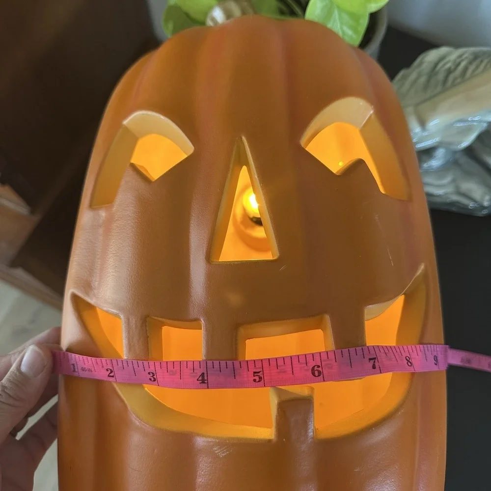 VTG Halloween Tall Jack O Lantern Blow Mold Light Up Decor Plastic Pumpkin 16